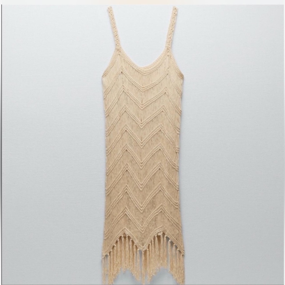 Zara Cream Fringe Dress